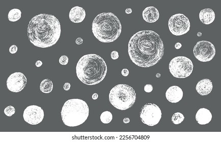 Brush round grunge stroke set for graphic design template. Vector stock illustration isolated on black chalkboard background for decoration banner and posters, price list. EPS10