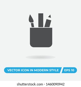 Brush, ruler, pencil vector icon, simple brush, ruler, pencil sign.