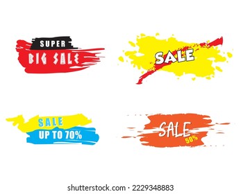 brush sale banner set vector on white background