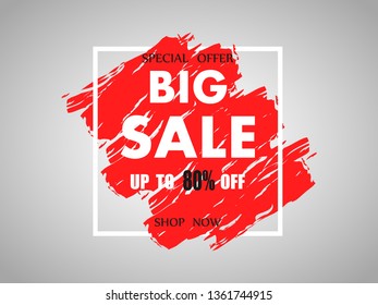 brush sale banner vector on light grey background 80%