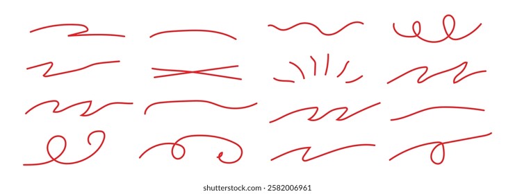brush scribble underline. Set of brush crayon highlight underline symbol collection. Marker pen line highlight swoosh stroke. Squiggle brush scribble underline. Vector underline set