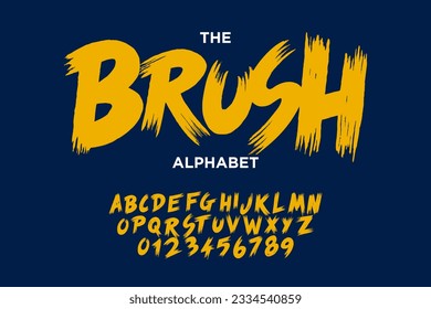 Brush Script alphabet font. Uppercase handwritten brushstroke letters and numbers. Stock vector typeface for your design.