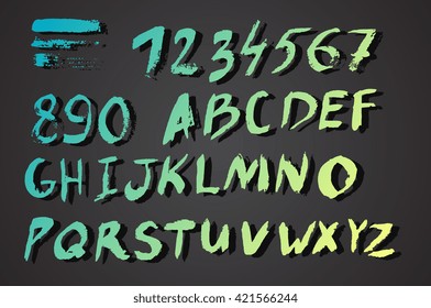 Brush script. Ink alphabet.