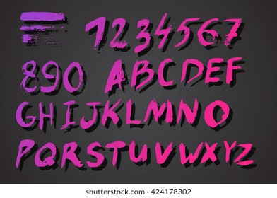 Brush script. Ink alphabet.