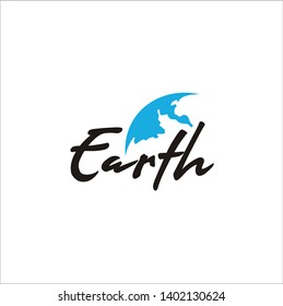 Brush Script Typography World Earth Globe Lettering Logotype design