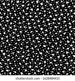 Brush seamless pattern. Grunge background polka dot. Abstract texture. Random dots, snowflakes, circles for design. Composition chaotic pattern with messy dots tiled. Repeating chaotic dots. Vector