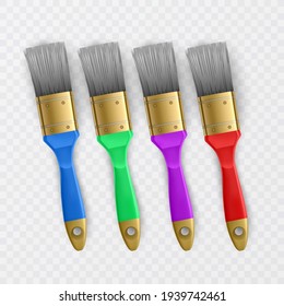 Brush set of bright colors on white background, Realistic illustration