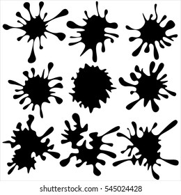 brush set in the form of blots on the white background vector