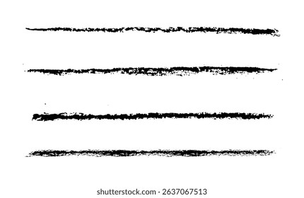 brush set made with chalk and charcoal strokes in black on white background