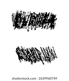 Brush set made with chalk and charcoal strokes black on white background