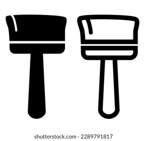 pincel, establecer icono vectorial, silueta y contorno
