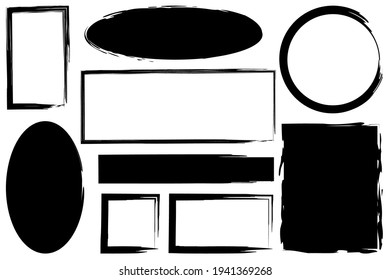 formas de pincel. Textura del pincel acuarela. Colección de vectores. Fondo blanco. Textura sucia de grano. Imagen de archivo.