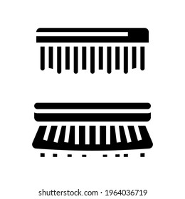 Pinselschuh-Pflegezeilensymbol, Vektorgrafik. Schuhputzzeichen. isoliertes Kontursymbol