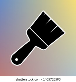 Brush sign illustration. Black icon in white shell at pastel color background. Illustration.