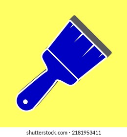 Brush sign illustration. Blue Icon with white stroke in 3d at yellow Background. Illustration.