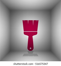 Brush sign illustration. Bordo icon with shadow in the room.