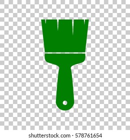 Brush sign illustration. Dark green icon on transparent background.