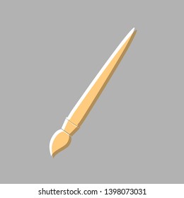 Brush sign illustration. Emboss effect with light orange icon on gray background.