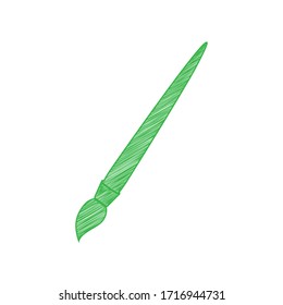Brush sign illustration. Green scribble Icon with solid contour on white background. Illustration.