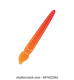 Brush sign illustration. Orange applique isolated.