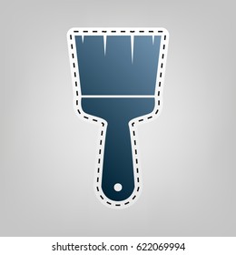 Brush sign illustration. Vector. Blue icon with outline for cutting out at gray background.