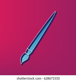 Brush sign illustration. Vector. Blue 3d printed icon on magenta background.