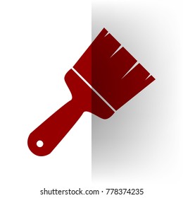 Brush sign illustration. Vector. Bordo icon on white bending paper background.