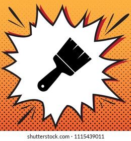 Brush sign illustration. Vector. Comics style icon on pop-art background.