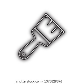Brush sign illustration. Vector. Double contour black icon with soft shadow at white background. Isolated.