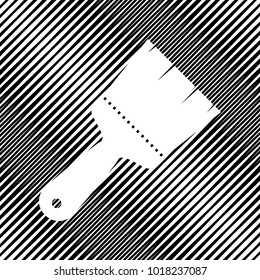 Brush sign illustration. Vector. Icon. Hole in moire background.