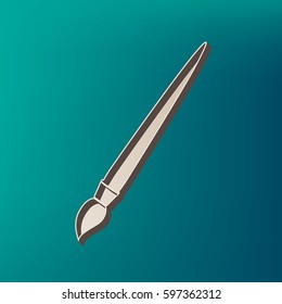 Brush sign illustration. Vector. Icon printed at 3d on sea color background.