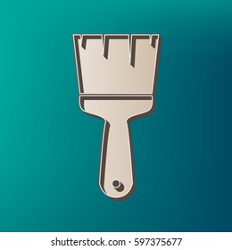 Brush sign illustration. Vector. Icon printed at 3d on sea color background.