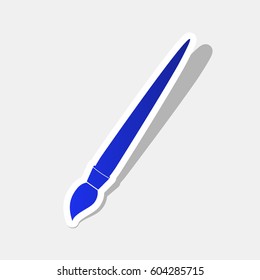 Brush sign illustration. Vector. New year bluish icon with outside stroke and gray shadow on light gray background.