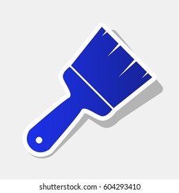 Brush sign illustration. Vector. New year bluish icon with outside stroke and gray shadow on light gray background.