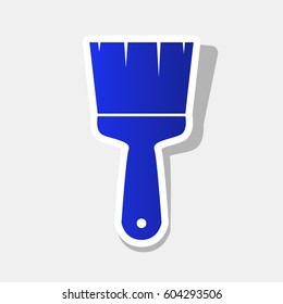 Brush sign illustration. Vector. New year bluish icon with outside stroke and gray shadow on light gray background.