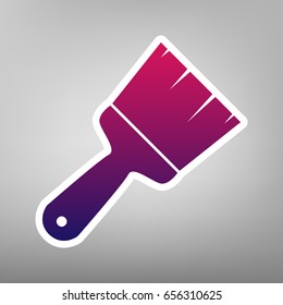 Brush sign illustration. Vector. Purple gradient icon on white paper at gray background.