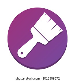 Brush sign illustration. Vector. White icon with flat shadow on purpureus circle at white background. Isolated.