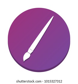 Brush sign illustration. Vector. White icon with flat shadow on purpureus circle at white background. Isolated.