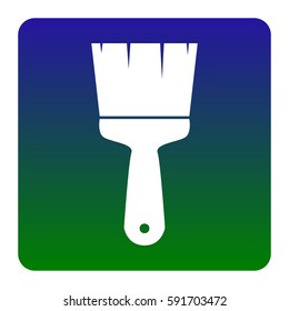 Brush sign illustration. Vector. White icon at green-blue gradient square with rounded corners on white background. Isolated.