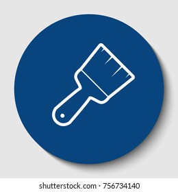 Brush sign illustration. Vector. White contour icon in dark cerulean circle at white background. Isolated.