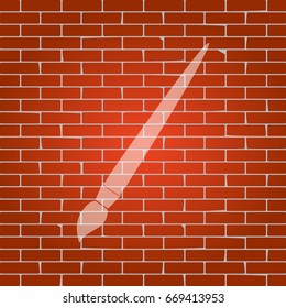 Brush sign illustration. Vector. Whitish icon on brick wall as background.