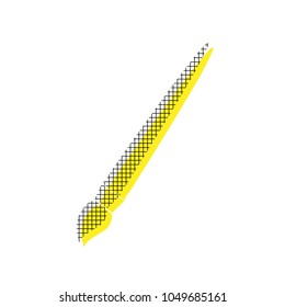 Brush sign illustration. Vector. Yellow icon with square pattern duplicate at white background. Isolated.