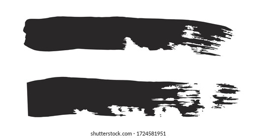 Brush Signs. Black Paintbrush Stroke. Brush Strokes Isolated. White Vector. Splash Paint. Vector Smudge. Brush Stroke On White Background. Splatter.