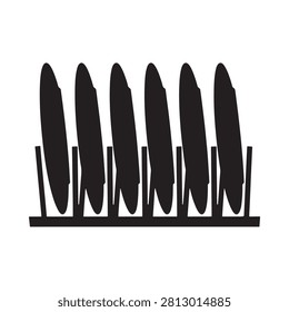 Brush Silhouette On White Background Black Bristles And Handle