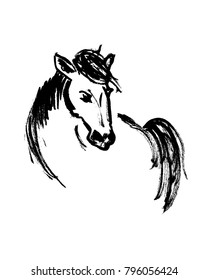 Brush sketch of a horse. Vector illustration