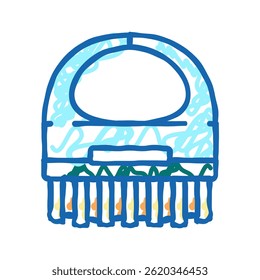 Vector de dibujo del icono del doodle del accesorio del salón del balneario del cepillo. Muestra aislada del accesorio del salón del balneario del cepillo