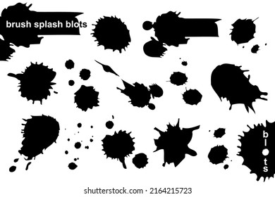 Brush Splash Blots. Ink Drops and Brush Strokes Element Set.Vector illustration