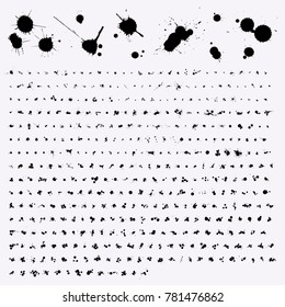 Brush, splash, splatters vector illustration collection watercolor drawn rounded brushes set
