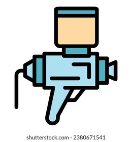 Vector de contorno del icono del pulverizador de pincel. Pintor de coches. Color del cuerpo del automóvil plano