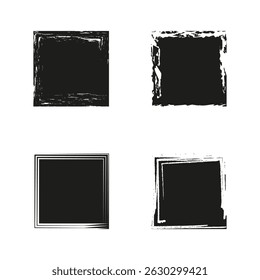 Brush square element. Grunge vector shape. Hand painted frames. Artistic black texture.